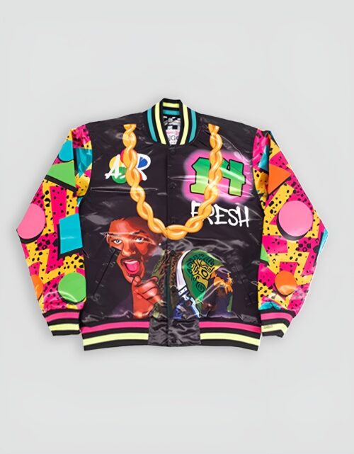 Fresh Prince Fresh Air Graffiti Youth Satin Jacket Black