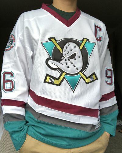 Click to view full screen YOUTH Charlie Conway #96 Mighty Ducks Hockey Jersey photo review