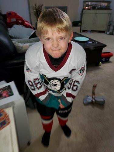 Click to view full screen YOUTH Charlie Conway #96 Mighty Ducks Hockey Jersey photo review
