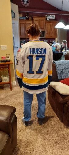 Steve Hanson #17 Charlestown Chiefs Hockey Jersey photo review